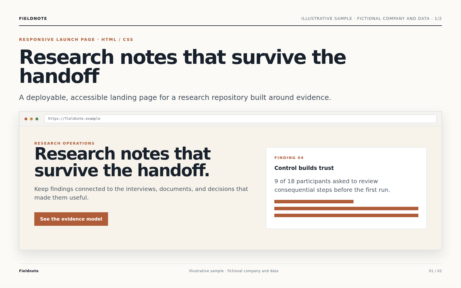 Desktop landing page